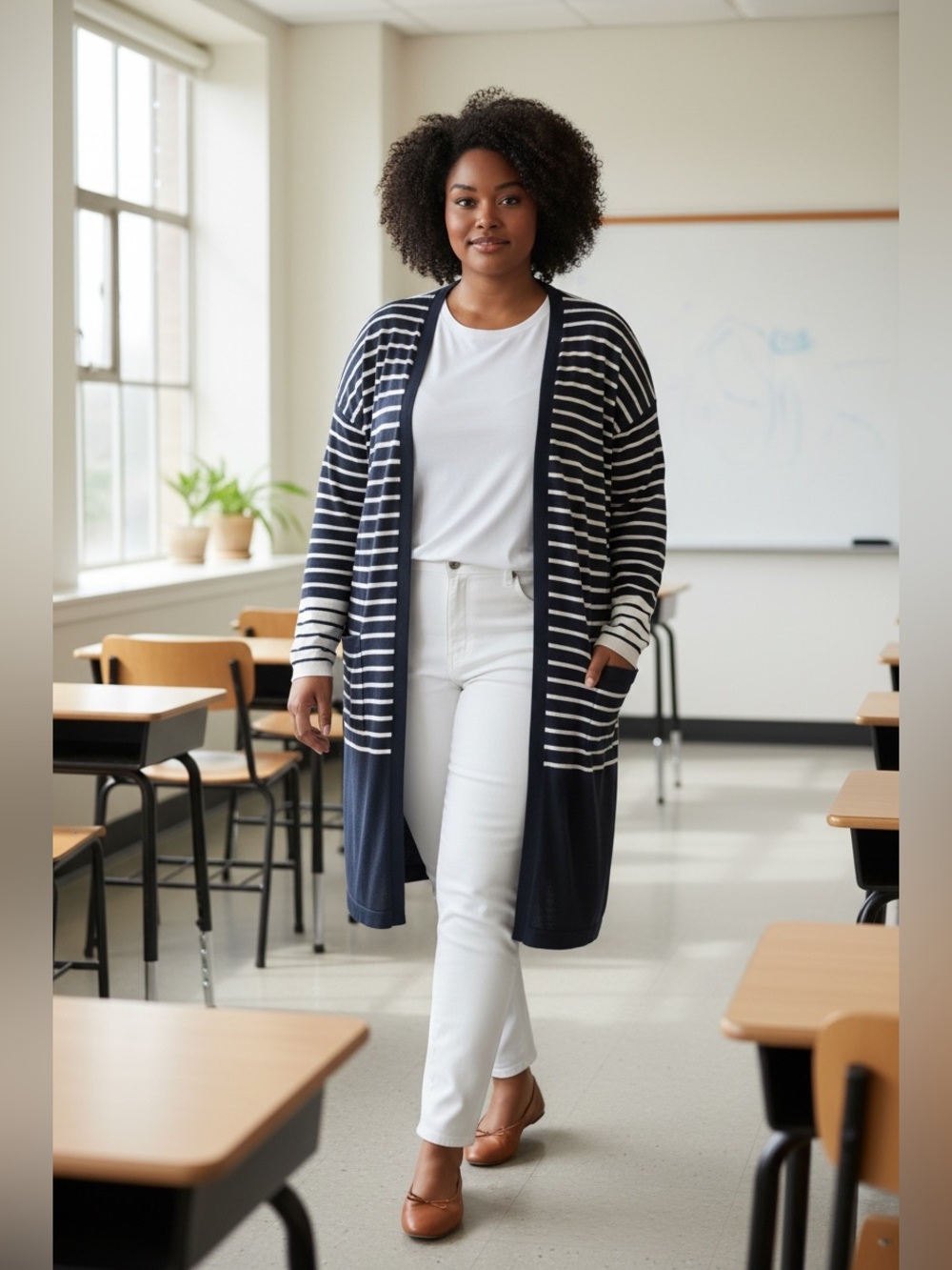 Cabi Longline Open Cardigan Coastal Boathouse Nautical L Teacher Neutral